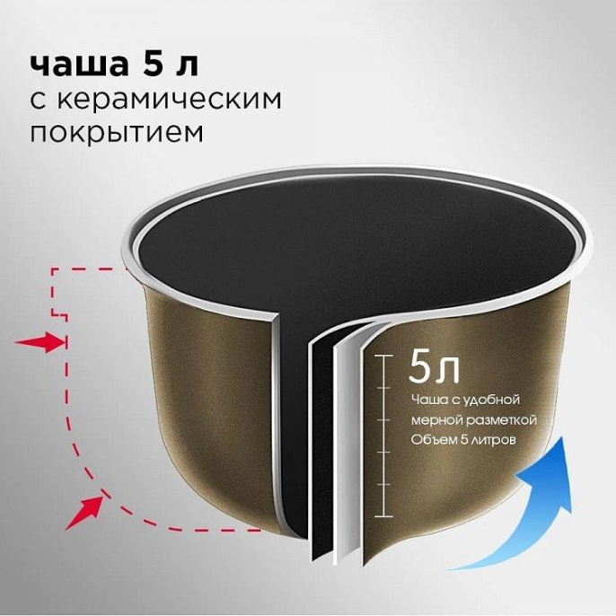 Мультиварка RED SOLUTION RMC-M291, 860Вт, черный/серый