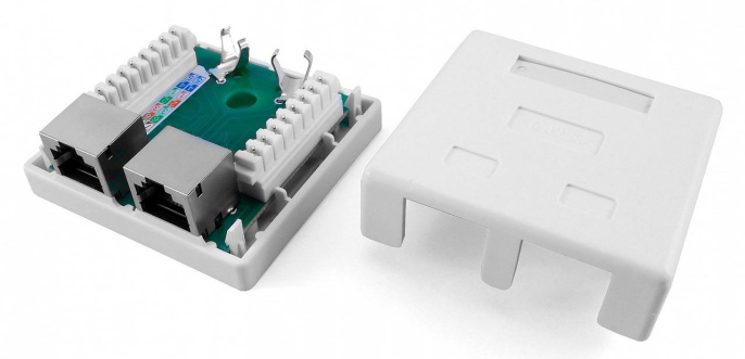 Розетка Hyperline SB1-2-8P8C-C5E-SH-WHRJ45 2 кат.5E FTP бел. упак.:1шт