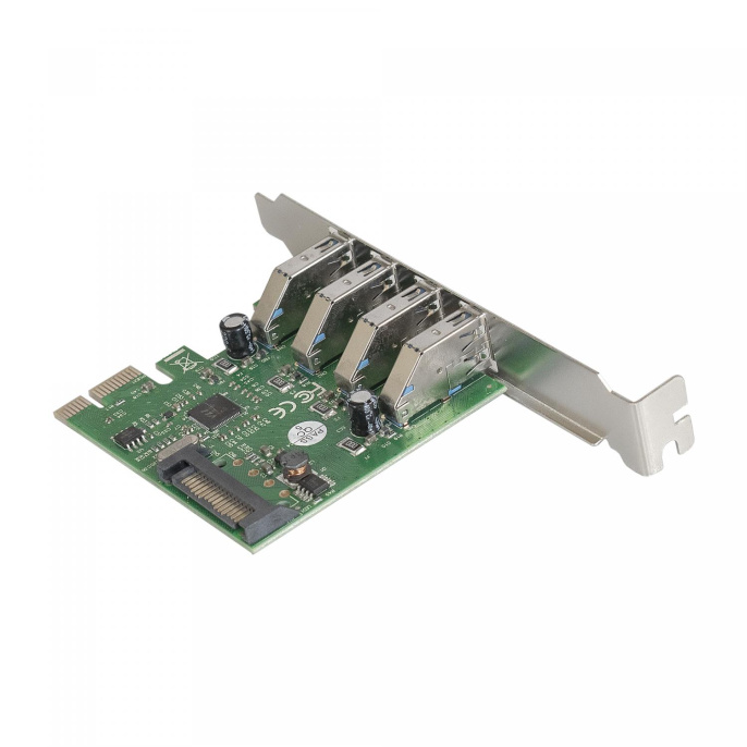 Контроллер ExeGate EXE-314 (PCI-E x1 v2.0, 4*USB3.0 ext., разъем доп.питания SATA 15pin, VIA Labs Chipset VL805) EX283716RUS