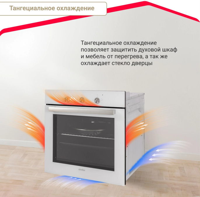 Духовой шкаф электрический Simfer B6EC16016,  58л,  дверца с 2 стеклами,  белый