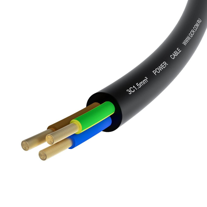 GCR Кабель питания PROF 1.0m, С14 - С5, черный, 3*1,5mm, GCR-55966