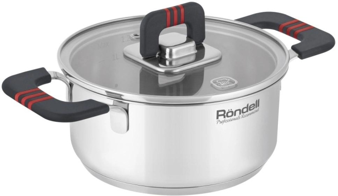 Кастрюля 1.2л Rondell Stripes RDS-1636,  нержавеющая сталь, с крышкой