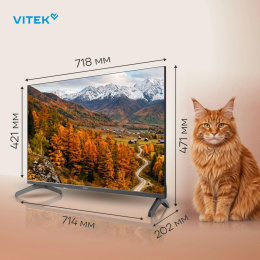 Телевизор LED Vitek 32" VT-32HBS300 Яндекс.ТВ Frameless черный HD 60Hz DVB-T DVB-T2 DVB-C DVB-S DVB-S2 USB 2.0 WiFi Smart TV