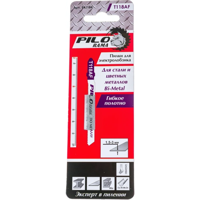 Пилки для лобзика Bi-metal T118AF (75x50 мм; 1.5-3 мм; 21 TPI) Pilorama 541184