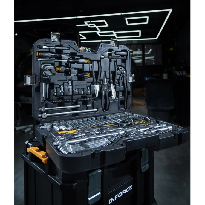 Набор инструментов Inforce 150 предметов 1/2" & 3/8" & 1/4", Сталь Cr-V, Сталь Cr-V, Профессиональный, 06-07-21