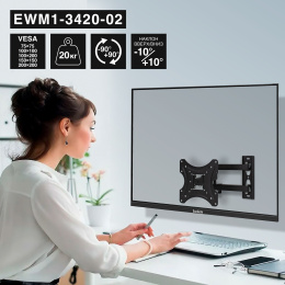 Кронштейн для TV/монитора 13"-34" настенный ExeGate EWM1-3420-02 VESA 75x75, 100x100, макс.нагрузка 35 кг, наклон -10°/+10°, поворот -90°/+90°, вращение 360°, расстояние до стены 35-365мм, цвет черный EX297366RUS
