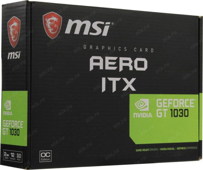 Видеокарта MSI NVIDIA  GeForce GT 1030 GT 1030 AERO ITX 2GD4 OC 2ГБ DDR4, OC,  Ret