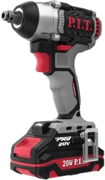 Ударный бесщеточный аккумуляторный гайковерт P.I.T. 20 В, 300 Нм, квадрат 1/2" и шестигран, 2 Ач, ЗУ, кейс PIW20H-300B/1
