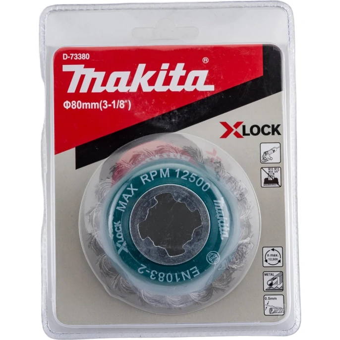 Щетка проволочная чашечная (80 мм; 0.5 мм; X-lock) Makita D-73380