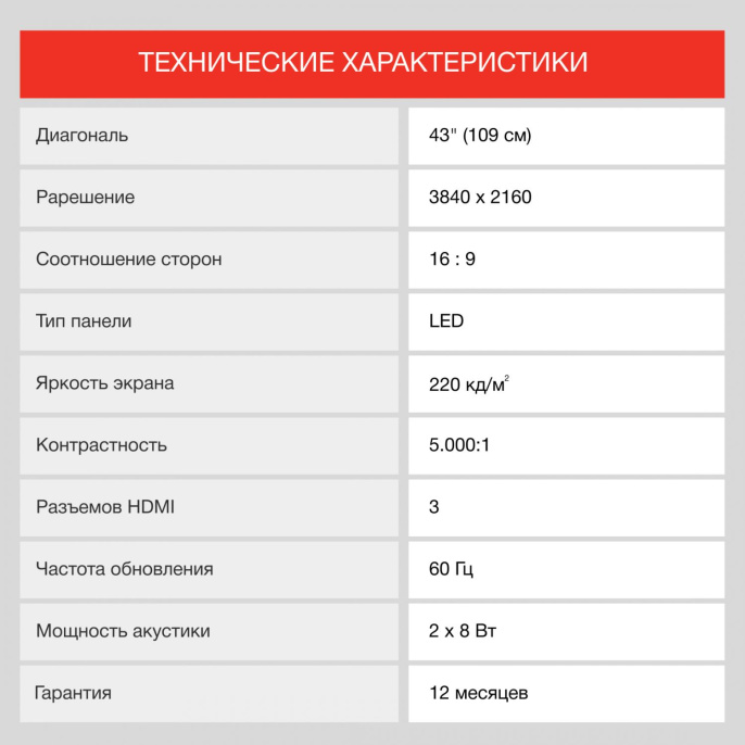 43" Телевизор StarWind SW-LED43UG400 4K Ultra HD, СМАРТ ТВ, YaOS, стальной