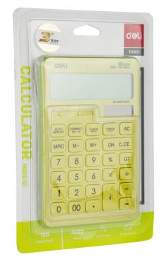 Калькулятор DELI Touch,  EM01551,  12-разрядный, желтый
