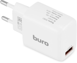 Сетевое зарядное устройство Buro BUWG1,  USB-A,  18Вт, 3A, белый [buwg18p100wh]