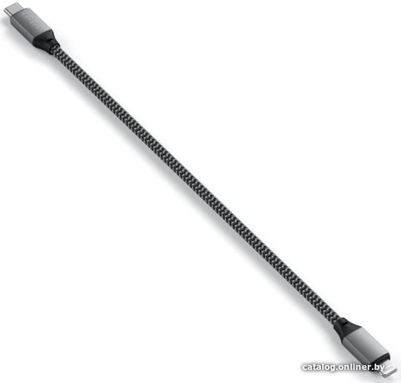 Кабель Satechi USB-C to Lightning MFI Cable. Длина кабеля: 25 см. Цвет: серый космос. (ST-TCL10M)