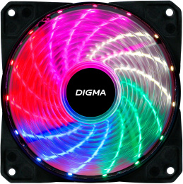 Вентилятор Digma DFAN-FRGB2 120мм, 3-pin, от БП:4-pin (Molex), 1200об/мин, 23 дБ, RGB, черный, Ret
