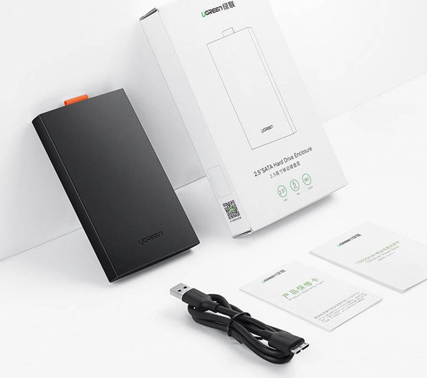 Бокс внешний для жесткого диска UGREEN CM237 60353 USB 3.0 To 2.5'' SATA Hard Driver Enclosure. Цвет: черный (60353_)