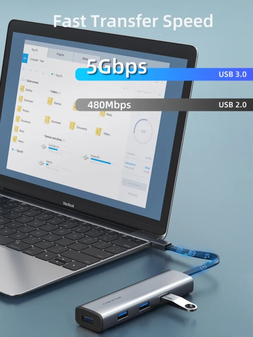 USB-Хаб CABLETIME CB21G (CT-HUBP4-AG) на USB3.0×4 4-в-1