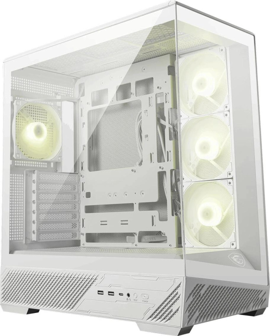 Корпус для ПК MSI MAG PANO 130R PZ White 2xUSB 3.2 Gen 1, 1xUSB 3.2 Gen2 Type-C, 3x120mm ARGB Reverse Blade Fan, 1x120mm ARGB Fan, 1 to 3 Fan PWM Splitter, Tempered Glass Window 306-7G32W21-HH9