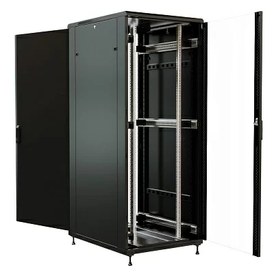 Шкаф серверный WRline (WR-TT-4288-AS-RAL9004) напольный 42U 800x800мм пер.дв.стекл задн.дв.стал.лист 2 бок.пан. 800кг черный 710мм 2055мм IP20 сталь