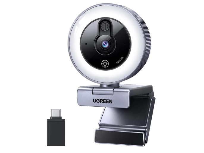 Веб-камера UGREEN CM910 (65857) 2K USB HD With Built-in Wire Webcam со встроенным кабелем длиной 1,5м. Цвет: серый космос