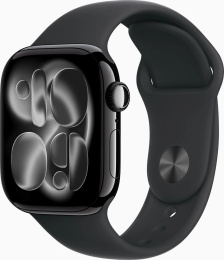 Смарт часы Apple Watch Series 11 GPS 46mm Jet Black Al Case Black Sport Band M/L A3333 MEUX4RK/A поддержка iOS, экран OLED, шагомер, пульсометр, время работы: 24 часа, корпус: алюминий, браслет: силикон