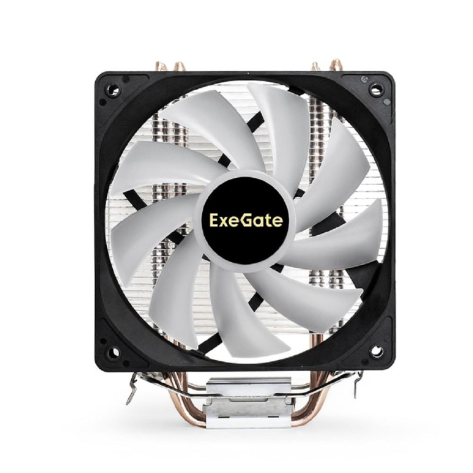 Кулер ExeGate Wizard EXX400V2-PWM.FRGB (Al+Cu, 4 тепл.трубки, LGA775/1150/1151/1155/1156/1200/1700/1851/AM2/AM2+/AM3/AM3+/AM4/AM5/FM1/FM2/754/939/940, TDP 140W, Fan 120mm, PWM, 800-1800RPM, Hydro bearing, 4pin, 11-24db, 510г, FRGB подсветка, с термопастой