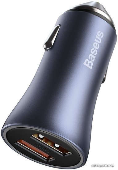 Автомобильное зарядное Baseus TZCCJD-A0G Golden Contactor Pro Dual Quick Charger Car Charger 2 USB 40W кабель USB-Type-C 5A 1m , Выходы: USB 1 - 20W, USB 2
