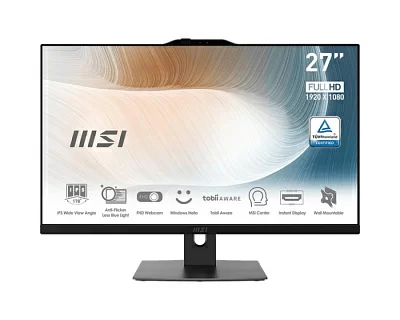 Modern AM272P 12M-647XRU (MS-AF82) 27'' FHD(1920x1080)/Intel Core i3-1215U 1.20GHz (Up to 4.4GHz) Hexa/8GB/256GB SSD/Integrated/WiFi/BT/2.0MP/KB+MOUSE(WLS)/noOS/1Y/BLACK