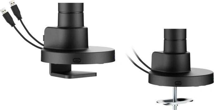 Кронштейн для монитора ErgoSmart Super Heavy-Duty U черный, 1 монитор, 24-57", настольный, регулировка высоты/поворота, USB-хаб, VESA75/100/200