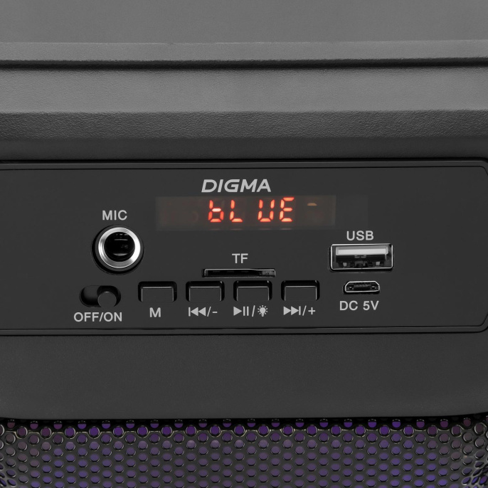 Музыкальный центр Digma D-MC1705, 40Вт, с караоке, Bluetooth, FM, USB, micro SD, черный