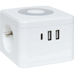 Удлинитель EKF "Куб" 2 гнезда 2USB 2,4А+Type C + Ночник 1,3 метра 1мм2 UBA-CUB-2-TC