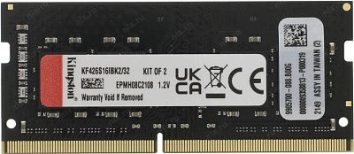 Модуль памяти Kingston FURY Impact KF426S16IBK2/32 DDR3 SODIMM 32Gb KIT 2*16Gb PC4-21300 CL16 (for NoteBook)