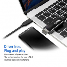 ATEN UC3238-AT Конвертер, USB-C HDMI, USB-C HDMI, Male, без Б.П., 3840x1200 60Hz;Макс.частота пикселизации 594 MГц;HDMI 2.0 3D, Deep Color, 4K ;HDCP 2.2;USB 3.1 Type-C with DP Alt Mode Thunderbolt™ 3 Compatible