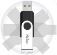 Флешка USB NETAC U505 8ГБ, USB2.0, черный и серебристый [nt03u505n-008g-20bk]