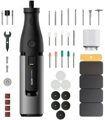 Беспроводная шлифовальная машинка-гравер HOTO 12V Rotary Tool Kit Pro серый, чёрный, QWLDM002