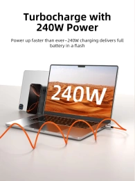 Магнитный кабель USB-C CABLETIME CU06H (CT-CM240-MZO1) 1 м, 480 Мбит/с, 5А/48В 240Вт, оранжевый, для быстрого заряда смартфонов и ноутбуков