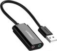 Внешняя звуковая карта UGREEN US205 30724 USB 2.0 External Sound Adapter. Длина: 15см. Цвет: черный 30724_