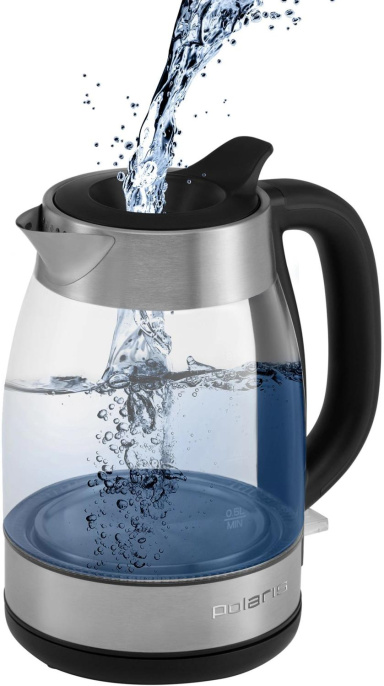 Чайник электрический Polaris PWK 1817CGL, 1.8л, Металл/стекло/пластик