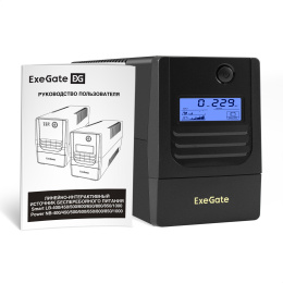 ИБП ExeGate Smart LB-500.LCD.AVR.2SH (500VA/300W, LCD, AVR, 2*EU/Тип F(Schuko), батарея 12V 4.5Ah, Black) EX299494RUS