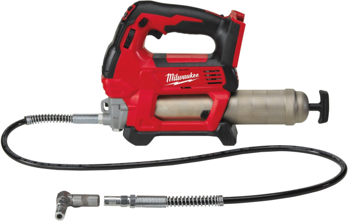 Шприц для смазки Milwaukee M18 GG-0 (4933440493) (для герметика, питание: аккумулятор, 18 В, загрузка тремя способами: залив, картридж и всасывание, длина: 355 мм, емкость герметика: 400 мл, максимальное давление: 562 бар)