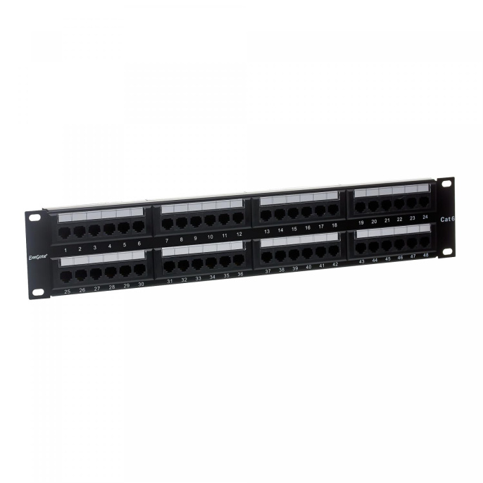 Патч-панель ExeGate EPP3-19-48-8P8C-C6-110D 19", UTP, 48 port, cat.6, KRONE&110 dual IDC , 2U, RoHS, Black, RTL EX281085RUS