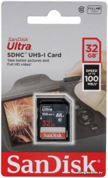 Карта памяти SanDisk Ultra 32GB SDHC Memory Card 100MB/s SDSDUNR-032G-GN3IN