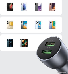 Автомобильное зарядное устройство UGREEN CD213 10144 QC 3.0+QC 3.0 Dual USB-A 36W Fast Car Charger. Цвет: темно-синий
