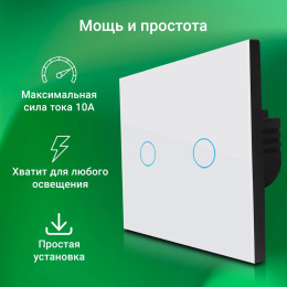 Умный выключатель Digma DiSwitch 2p, двухклавишный, белый [dsw2p]