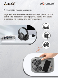 Наушники A4TECH 2Drumtek BH300, Bluetooth, мониторные, черный [bh300 ash grey]