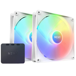 Кулер для корпуса ПК/ Case Cooler NZXT F140 RGB Core Twin Pack 140x140x25mm, 4-pin PWM, RGB, 89.48CFM, 32.5dBA, 1800RPM, White, 2pcs RF-C14DF-W1