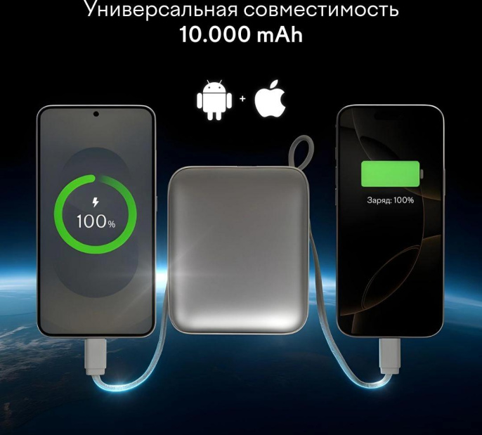 Мобильный аккумулятор Magssory PBN005 10000mAh 22.5W 3A USB-C титановый 30142829