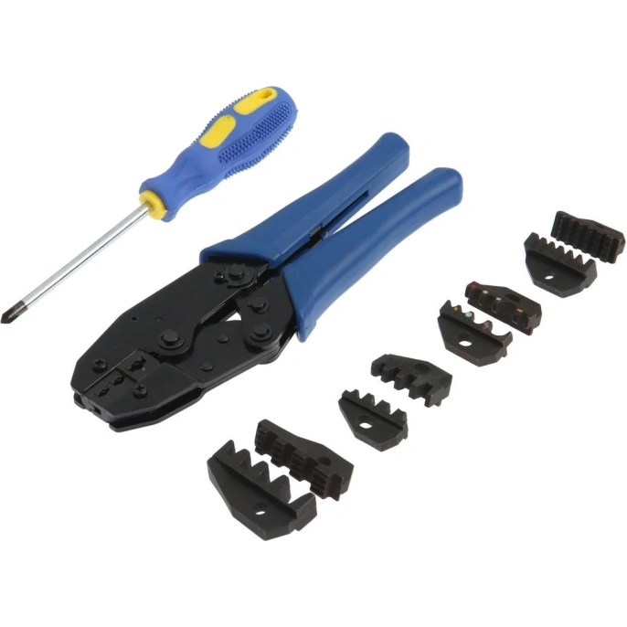 Пресс-клещи ТУНДРА в сумке, 5 матриц + отвертка, для опрессовки наконечников проводов 4476074