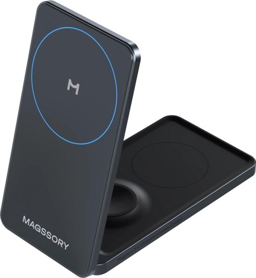 Беспроводное зарядное устройство Magssory Flip WCH014 Антрацит WCH014b 3 в 1, 5V/3А, 9V/2А, 22 Вт, Qi, PD, QC, MagSafe