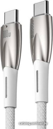 Кабель Baseus Glimmer Series Fast Charging, USB-C - USB-C, 100 Вт, 1 м, белый CADH000702