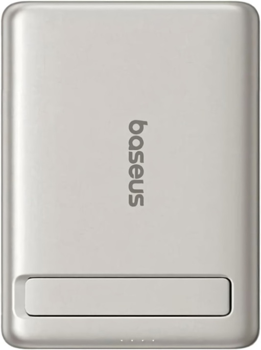 Внешний аккумулятор Baseus P10081907853-00 PicoGo AM31 Qi2 Ultra-Mini Magnetic Power Bank with Kickstand 5000mAh 20W Natural Titanium PPKPC-0520S емкость: 5000 mAh 18.5 Wh , максимальная мощность